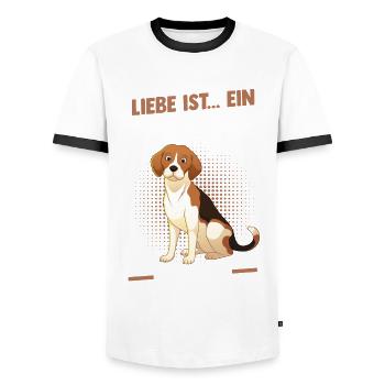 Hund Beagle - Männer Kontrast-T-Shirt - Weiß/Schwarz - Vorne - AI Model Female 172 light (172cm) & AI Model Male 178 dark (178cm)
