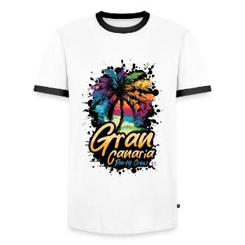 Gran Canaria Party Crew Holidays - Men's Ringer Shirt - white/black - Front - AI Model Female 172 light (172cm) & AI Model Male 178 dark (178cm)