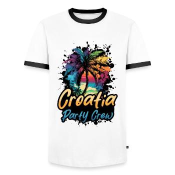 Croatia Party Crew Holidays - Men's Ringer Shirt - white/black - Front - AI Model Female 172 light (172cm) & AI Model Male 178 dark (178cm)