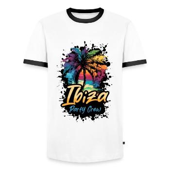 Vacances de l’équipage de la fête d’Ibiza - T-shirt contrasté Homme - blanc/noir - Devant - AI Model Female 172 light (172cm) & AI Model Male 178 dark (178cm)
