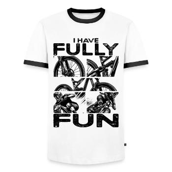 Mountainbike I have fully fun MTB - Men's Ringer Shirt - white/black - Front - AI Model Female 172 light (172cm) & AI Model Male 178 dark (178cm)