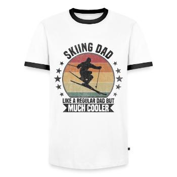 Papa skieur Ski - T-shirt contrasté Homme - blanc/noir - Devant - AI Model Female 172 light (172cm) & AI Model Male 178 dark (178cm)