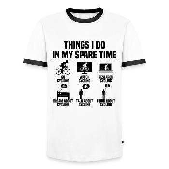 Ce que je fais pendant mon temps libre Vélo - T-shirt contrasté Homme - blanc/noir - Devant - AI Model Female 172 light (172cm) & AI Model Male 178 dark (178cm)