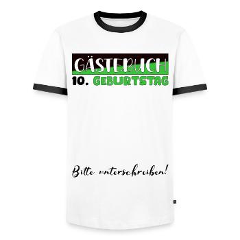 10. Geburtstag Geschenk Mädchen Jungen Gästebuch - Männer Kontrast-T-Shirt - Weiß/Schwarz - Vorne - AI Model Female 172 light (172cm) & AI Model Male 178 dark (178cm)