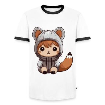 Squirrel Animal Baby Comic - Men's Ringer Shirt - white/black - Front - AI Model Female 172 light (172cm) & AI Model Male 178 dark (178cm)
