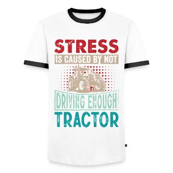 Retro Traktor Erntezeit - Stress Spruch Englisch - Männer Kontrast-T-Shirt - Weiß/Schwarz - Vorne - AI Model Female 172 light (172cm) & AI Model Male 178 dark (178cm)