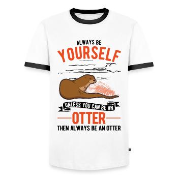 Otter Geschenk Fischotter Seeotter - Männer Kontrast-T-Shirt - Weiß/Schwarz - Vorne - AI Model Female 172 light (172cm) & AI Model Male 178 dark (178cm)