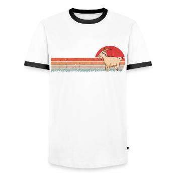 Chèvres Retro Goat Host Vintage Goat - T-shirt contrasté Homme - blanc/noir - Devant - AI Model Female 172 light (172cm) & AI Model Male 178 dark (178cm)