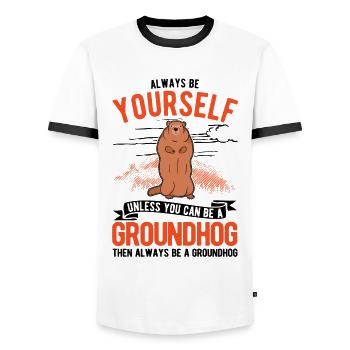 Murmeltier Groundhog Waldmurmeltier - Männer Kontrast-T-Shirt - Weiß/Schwarz - Vorne - AI Model Female 172 light (172cm) & AI Model Male 178 dark (178cm)