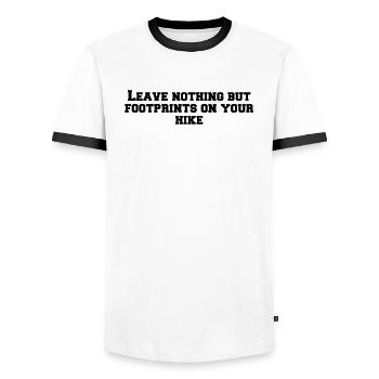 Randonnée - Ne laissez rien d’autre que des empreintes de pas sur votre - T-shirt contrasté Homme - blanc/noir - Devant - AI Model Female 172 light (172cm) & AI Model Male 178 dark (178cm)