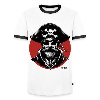 Cool Pirate - Men's Ringer Shirt - white/black - Front - AI Model Female 172 light (172cm) & AI Model Male 178 dark (178cm)