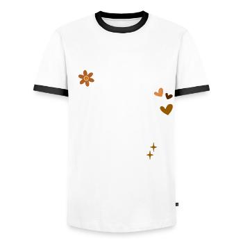 Retro Groovy Melanin Pride Harriet Rosa Angela - Männer Kontrast-T-Shirt - Weiß/Schwarz - Vorne - AI Model Female 172 light (172cm) & AI Model Male 178 dark (178cm)