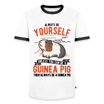 Cochon d’Inde cadeau cochon d’Inde - T-shirt contrasté Homme - blanc/noir - Devant - AI Model Female 172 light (172cm) & AI Model Male 178 dark (178cm)