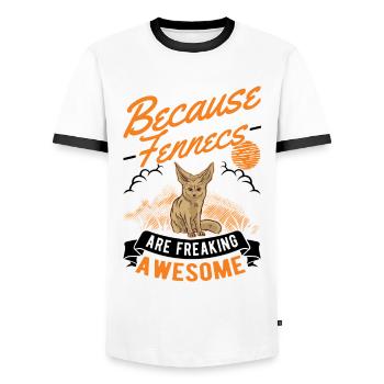 Because Fennecs are freaking awesome Fennek - Men's Ringer Shirt - white/black - Front - AI Model Female 172 light (172cm) & AI Model Male 178 dark (178cm)