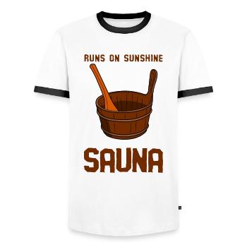 Sauna - T-shirt contrasté Homme - blanc/noir - Devant - AI Model Female 172 light (172cm) & AI Model Male 178 dark (178cm)