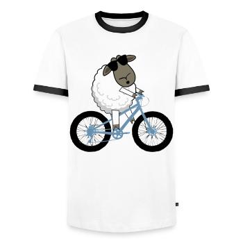 Fatbike Mouton Fat Bike - T-shirt contrasté Homme - blanc/noir - Devant - AI Model Female 172 light (172cm) & AI Model Male 178 dark (178cm)