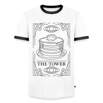 Pancake Lover Kids The Tower - Men's Ringer Shirt - white/black - Front - AI Model Female 172 light (172cm) & AI Model Male 178 dark (178cm)