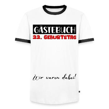 22 Birthday Gift Women's Decoration Men's Guestbook - Men's Ringer Shirt - white/black - Front - AI Model Female 172 light (172cm) & AI Model Male 178 dark (178cm)