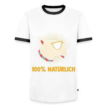 Chien Bull Terrier - T-shirt contrasté Homme - blanc/noir - Devant - AI Model Female 172 light (172cm) & AI Model Male 178 dark (178cm)