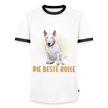 dog dog dad father bull terrierdad bull terrier - Men's Ringer Shirt - white/black - Front - AI Model Female 172 light (172cm) & AI Model Male 178 dark (178cm)