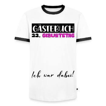 22ème Cadeau D’anniversaire Décoration Femme Livre d’Or Femme - T-shirt contrasté Homme - blanc/noir - Devant - AI Model Female 172 light (172cm) & AI Model Male 178 dark (178cm)