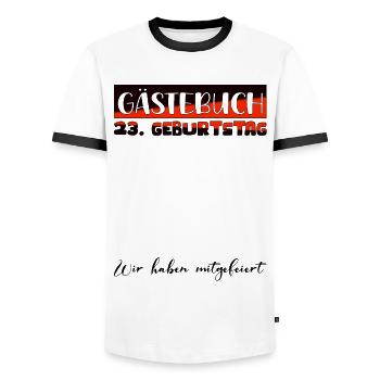 23 Birthday Gift Women's Decoration Men's Guestbook - Men's Ringer Shirt - white/black - Front - AI Model Female 172 light (172cm) & AI Model Male 178 dark (178cm)
