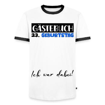 23 Birthday Gift Man Decoration Men Guestbook - Men's Ringer Shirt - white/black - Front - AI Model Female 172 light (172cm) & AI Model Male 178 dark (178cm)