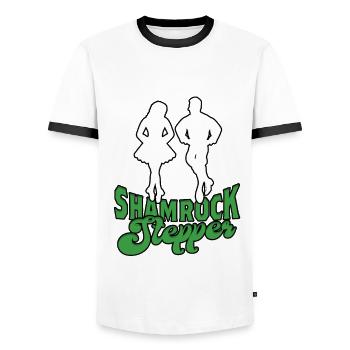 Danse irlandaise Irischer Tanz Feis Shamrock Stepper - T-shirt contrasté Homme - blanc/noir - Devant - AI Model Female 172 light (172cm) & AI Model Male 178 dark (178cm)