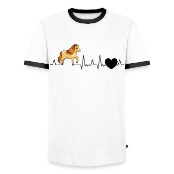 Shetland Pony Heartbeat - Men's Ringer Shirt - white/black - Front - AI Model Female 172 light (172cm) & AI Model Male 178 dark (178cm)