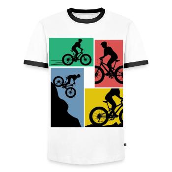 Fat Bike Blague Fatbike - T-shirt contrasté Homme - blanc/noir - Devant - AI Model Female 172 light (172cm) & AI Model Male 178 dark (178cm)