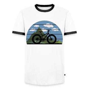 Fatbike Fat Bike Fat Tires Bike - T-shirt contrasté Homme - blanc/noir - Devant - AI Model Female 172 light (172cm) & AI Model Male 178 dark (178cm)