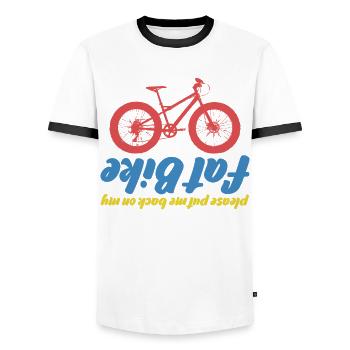 Fat Bike Blague Gros pneus Vélo Fatbike - T-shirt contrasté Homme - blanc/noir - Devant - AI Model Female 172 light (172cm) & AI Model Male 178 dark (178cm)