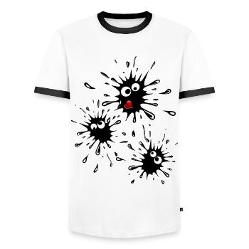 Klecks Familie - Männer Kontrast-T-Shirt - Weiß/Schwarz - Vorne - AI Model Female 172 light (172cm) & AI Model Male 178 dark (178cm)