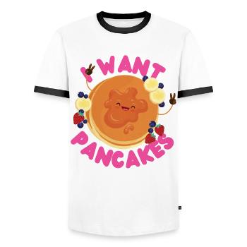 Amoureux des crêpes Les enfants je veux des crêpes - T-shirt contrasté Homme - blanc/noir - Devant - AI Model Female 172 light (172cm) & AI Model Male 178 dark (178cm)