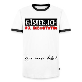 29 Birthday Gift Women's Decoration Men's Guestbook - Men's Ringer Shirt - white/black - Front - AI Model Female 172 light (172cm) & AI Model Male 178 dark (178cm)