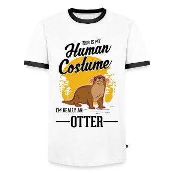 Otter Human CostumeOtter Sea Otter - Men's Ringer Shirt - white/black - Front - AI Model Female 172 light (172cm) & AI Model Male 178 dark (178cm)