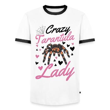 Crazy Tarantula Woman - Men's Ringer Shirt - white/black - Front - AI Model Female 172 light (172cm) & AI Model Male 178 dark (178cm)