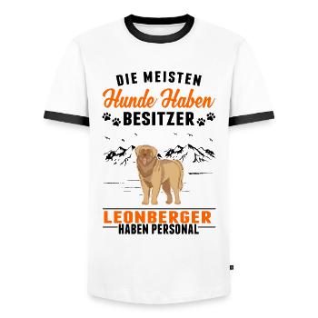 Leonberger Personal - Männer Kontrast-T-Shirt - Weiß/Schwarz - Vorne - AI Model Female 172 light (172cm) & AI Model Male 178 dark (178cm)