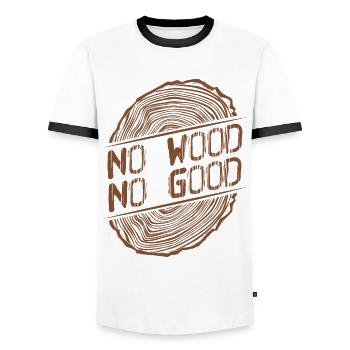 Firewood Carpenter Lumberjack Wood - Men's Ringer Shirt - white/black - Front - AI Model Female 172 light (172cm) & AI Model Male 178 dark (178cm)