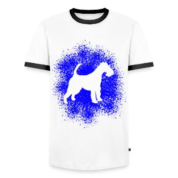 Drahthaar-Foxterrier für Hundeliebhaber - Männer Kontrast-T-Shirt - Weiß/Schwarz - Vorne - AI Model Female 172 light (172cm) & AI Model Male 178 dark (178cm)