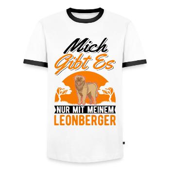 Mich gibt es nur mit meinem Leonberger - Männer Kontrast-T-Shirt - Weiß/Schwarz - Vorne - AI Model Female 172 light (172cm) & AI Model Male 178 dark (178cm)
