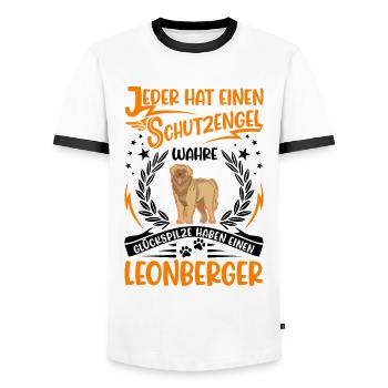 Leonberger Schutzengel - Männer Kontrast-T-Shirt - Weiß/Schwarz - Vorne - AI Model Female 172 light (172cm) & AI Model Male 178 dark (178cm)