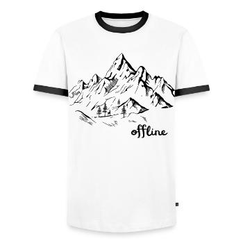 Randonnée hors ligne dans des paysages de montagne - T-shirt contrasté Homme - blanc/noir - Devant - AI Model Female 172 light (172cm) & AI Model Male 178 dark (178cm)