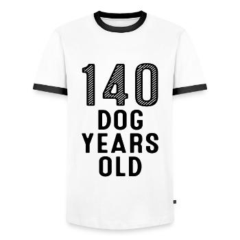 140 Chien Ans 20e Anniversaire - T-shirt contrasté Homme - blanc/noir - Devant - AI Model Female 172 light (172cm) & AI Model Male 178 dark (178cm)