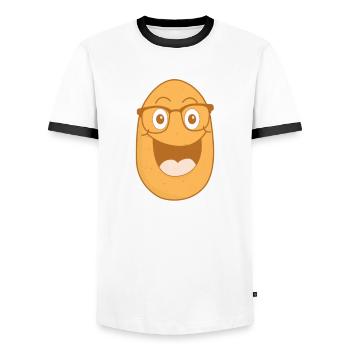 Pommes de terre Lunettes Lunettes Optiques - T-shirt contrasté Homme - blanc/noir - Devant - AI Model Female 172 light (172cm) & AI Model Male 178 dark (178cm)