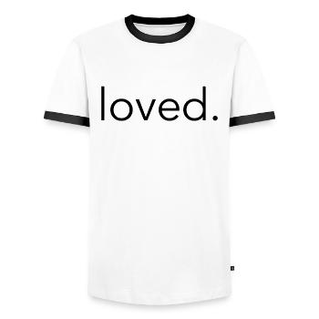 Loved Liebe Valentinstag - Männer Kontrast-T-Shirt - Weiß/Schwarz - Vorne - AI Model Female 172 light (172cm) & AI Model Male 178 dark (178cm)