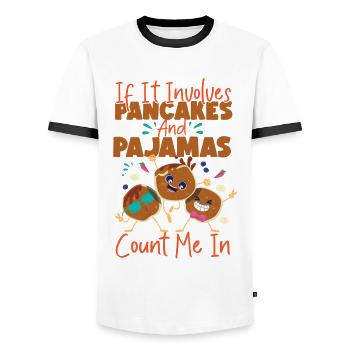 Pancake Lover Kids If It Involves - Men's Ringer Shirt - white/black - Front - AI Model Female 172 light (172cm) & AI Model Male 178 dark (178cm)