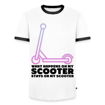 Scooter Rider Kick Skater Scooter Kick Scooter - Männer Kontrast-T-Shirt - Weiß/Schwarz - Vorne - AI Model Female 172 light (172cm) & AI Model Male 178 dark (178cm)