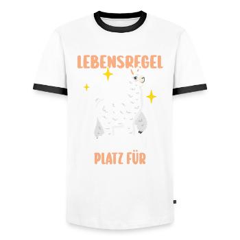 Alpaga - T-shirt contrasté Homme - blanc/noir - Devant - AI Model Female 172 light (172cm) & AI Model Male 178 dark (178cm)