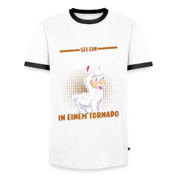 Alpaga - T-shirt contrasté Homme - blanc/noir - Devant - AI Model Female 172 light (172cm) & AI Model Male 178 dark (178cm)